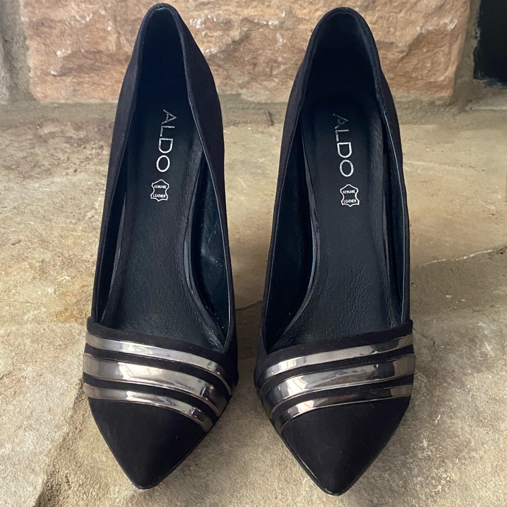 Aldo Doop Style Black Suede Pump Sz8